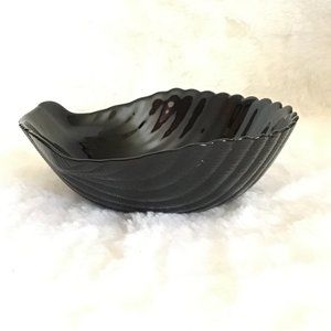 Black Glass Shell Bowl Vintage